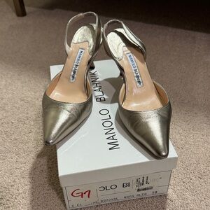 Manolo Blahnik Metallic Gold Heels